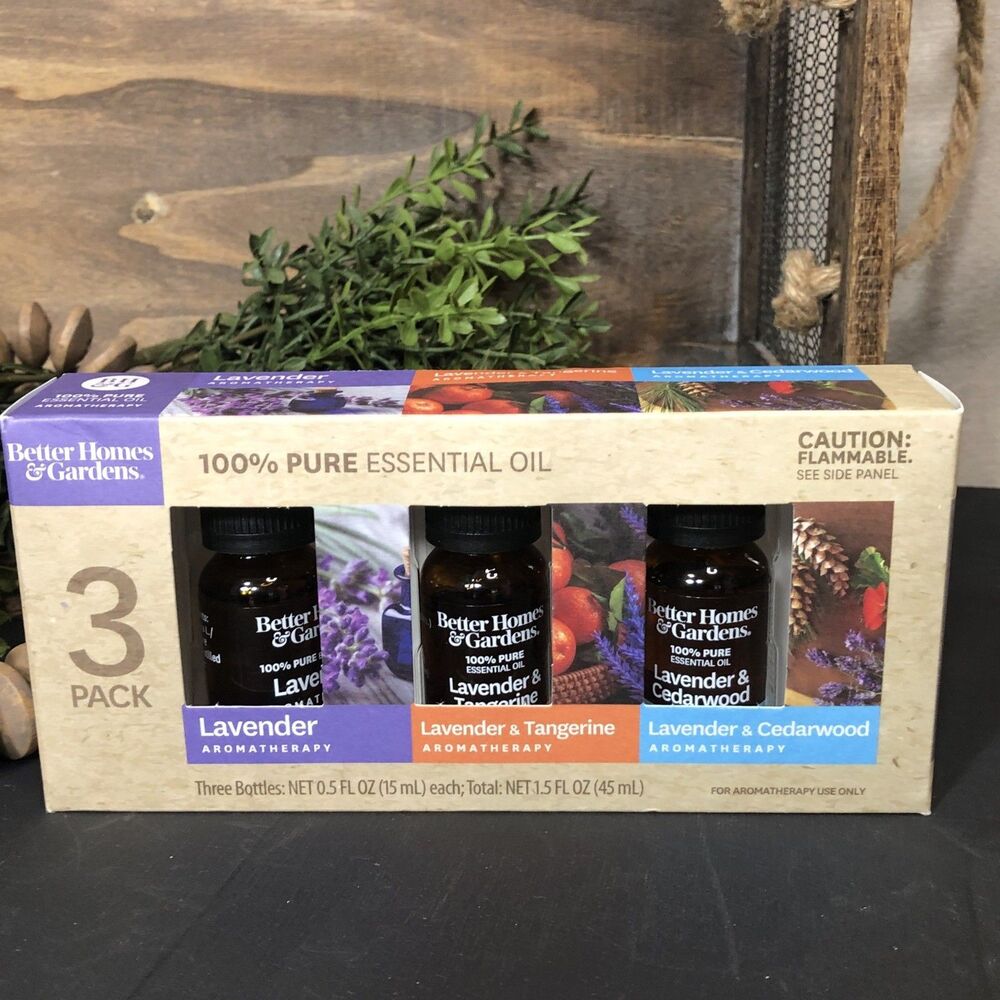 Better Homes & Gardens 3 Pack Pure Essential Oil Lavender Tangerine Cedarwood